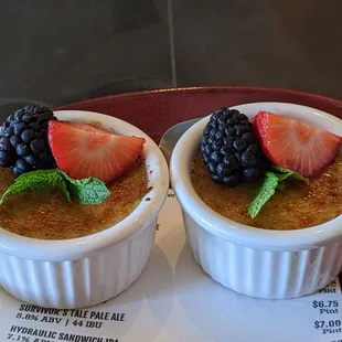 Creme brulee: one made with a stout, the other, a marzen