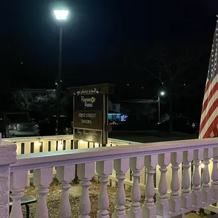 american flag at night