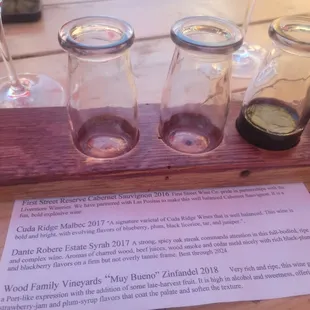 I liked knowing a bit about the varietals we sampled. The Firdt Street Cab was superb .