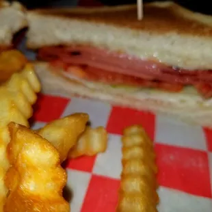 Delicious inside of my fried bologna