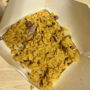 Pork fried rice- not that good. It has a weird yellow color and not alot of flavor.