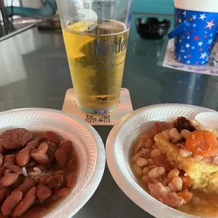 Red beans and rice &amp; ham and navy beans with cornbread - free food