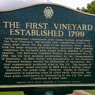 Historical Marker at First Vineyard