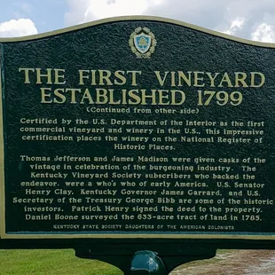 Historical Marker at First Vineyard