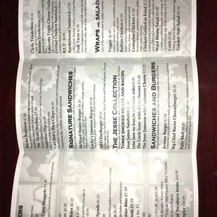 Full menu. Minus the daily specials and brunch specials.