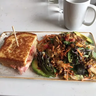 Ham and gruyere sandwich, pecan salad