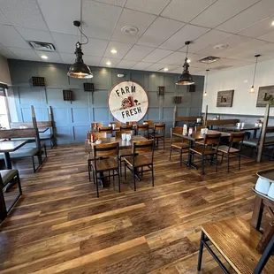 A separate dining room to the left of the entrance.