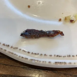 Burnt piece of bacon in the Bacon Jalapeño Cornbread. It ruined the flavor.