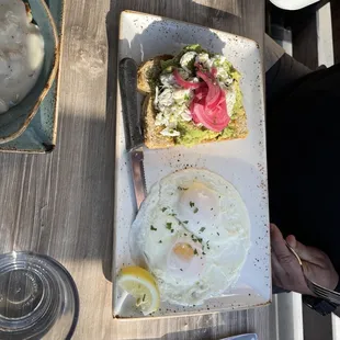 Avocado toast with crab breakfast