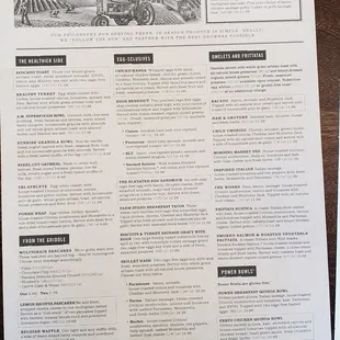 Menu page one of two. 16th May 2022