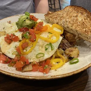 Brisket hash with toast