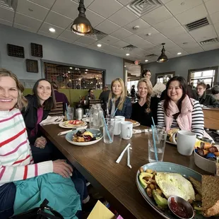 Our party celebrating a birthday. They loved the pancakes, French toast and eggs Benedict. I loved my hash!