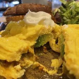 Close up chorizo omelette