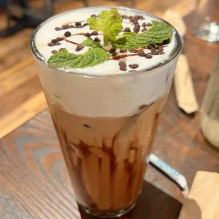 Mint chocolate iced coffee