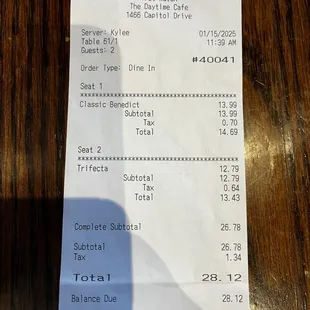 Very reasonable pricing for the served meal