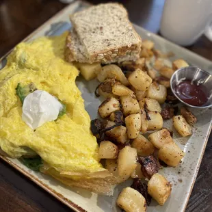 The omelet was not great but the rest was good