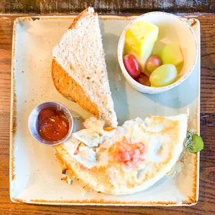 Healthy Turkey Omelette with Small Fruit Cup