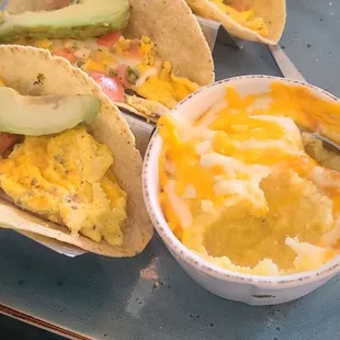 breakfast tacos plus a side of grits!