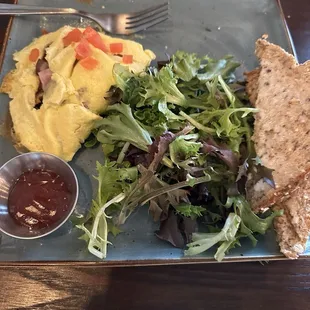 Omelette and salad