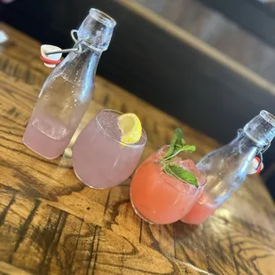 Spiked Lavender Lemonade and Water Us Watermelon spiked.