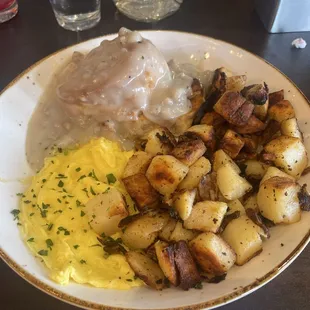 Turkey Biscuits &amp; Gravy w. Scrambled eggs
