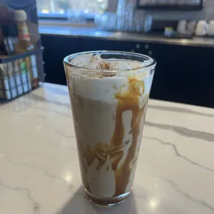 Salted caramel toffee nut iced coffee!