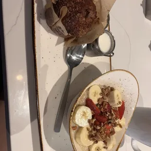 Steel cut oatmeal with daily muffin