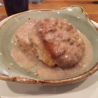 Biscuits and Turkey Sausage Gravy with Eggs
