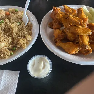 two plates of food on a table