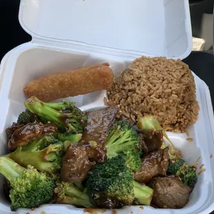 Beef &amp; Broccoli, Fried Rice, Egg Roll