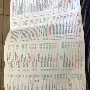 Here's the menu - great food and great customer service!!