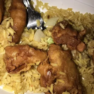 Burnt sweet and Sour chicken, barely edible it was so hard.