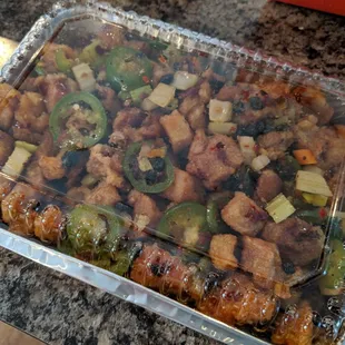 Spicy tangy chicken was excellent and came in a shareable size!