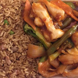 Fried rice and Sichuan Chicken