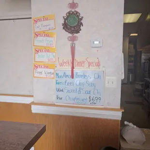 Daily Special menu