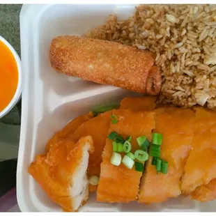 Almond boneless chicken combination ... There are THREE pieces of chicken in there!