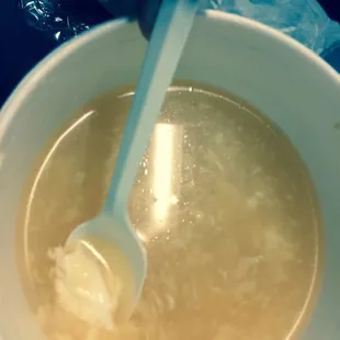 Mix wonton egg drop soup with actual pieces of Egg! Love it!