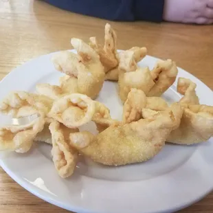 Crab Rangoon. Middle of the road. Could be a little crabbier.