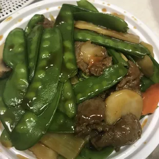 Beef and snow peas