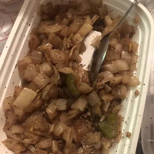 This were the amount of onions left after I finished my chicken.