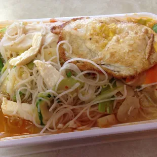Special employees soup with fried egg!