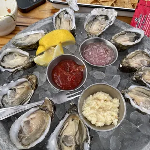 a platter of oysters