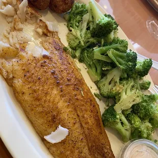 Grilled Catfish with Steamed Broccoli. So much broccoli!!