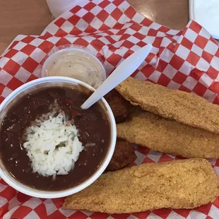 Catfish Red Beans &amp; Rice Hush Puppies