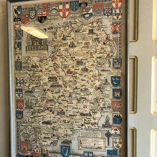 a map of ireland on a wall