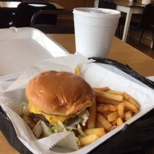 Double cheeseburger dinner