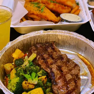 a variety of food items on a table