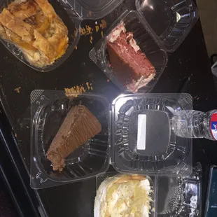 a variety of desserts in plastic containers