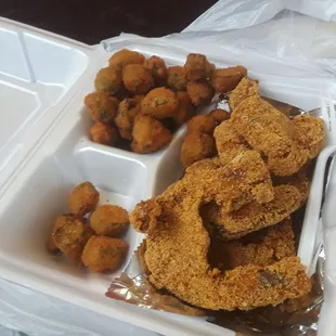 Fried fish and okra