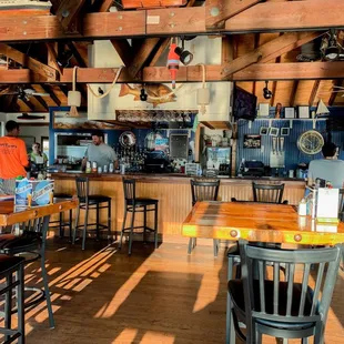 Bar height seating area